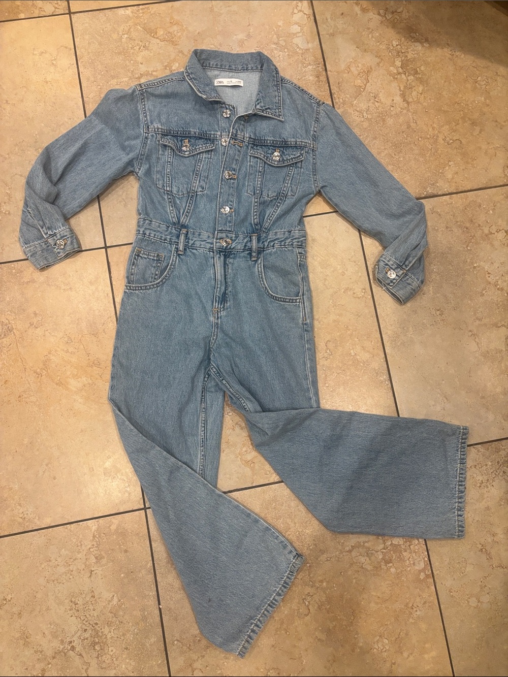 Zara  Wash Denim Jumpsuit kids size 10